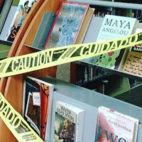 Banned Books Week display at Derry Public Library in Derry, New Hampshire